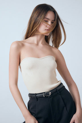ENDLESS ROSE - Hana Fitted Knit Tube Top - TOPS available at Objectrare