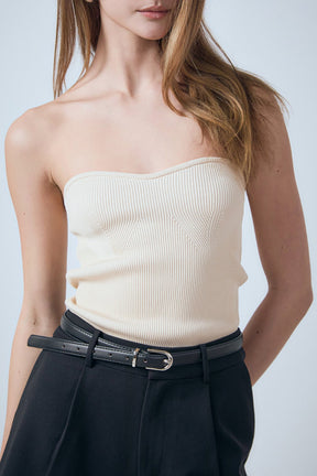 ENDLESS ROSE - Hana Fitted Knit Tube Top - TOPS available at Objectrare