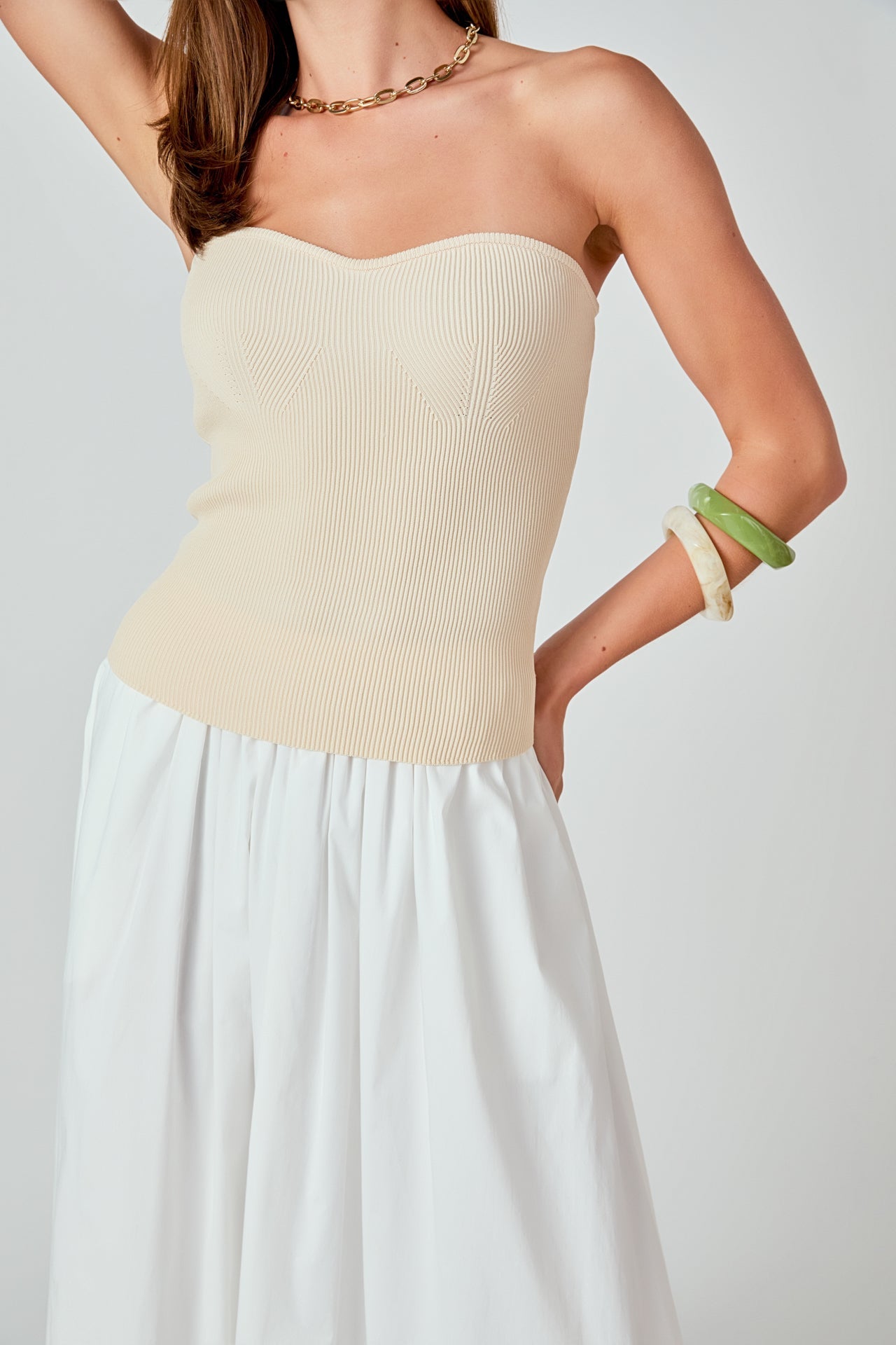 ENDLESS ROSE - Hana Fitted Knit Tube Top - TOPS available at Objectrare