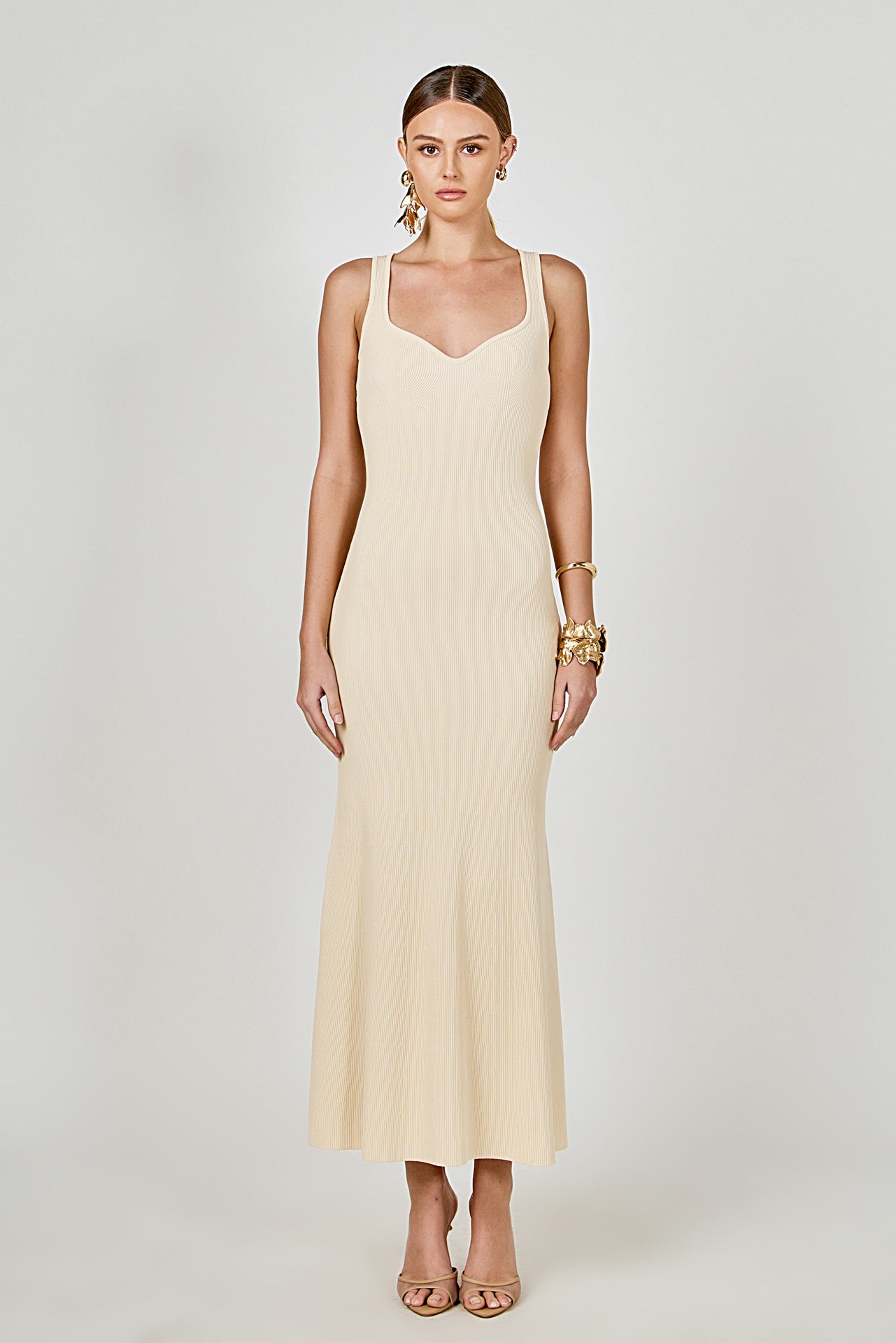 ENDLESS ROSE - Kendall Sweetheart Neckline Ribbed Knit Maxi - DRESSES available at Objectrare