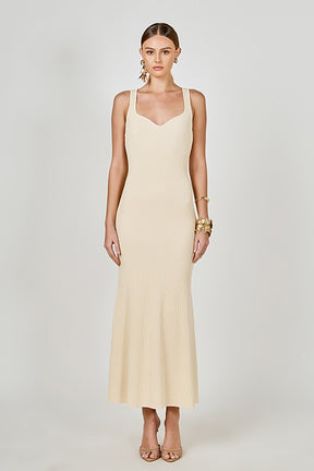 ENDLESS ROSE - Kendall Sweetheart Neckline Ribbed Knit Maxi - DRESSES available at Objectrare