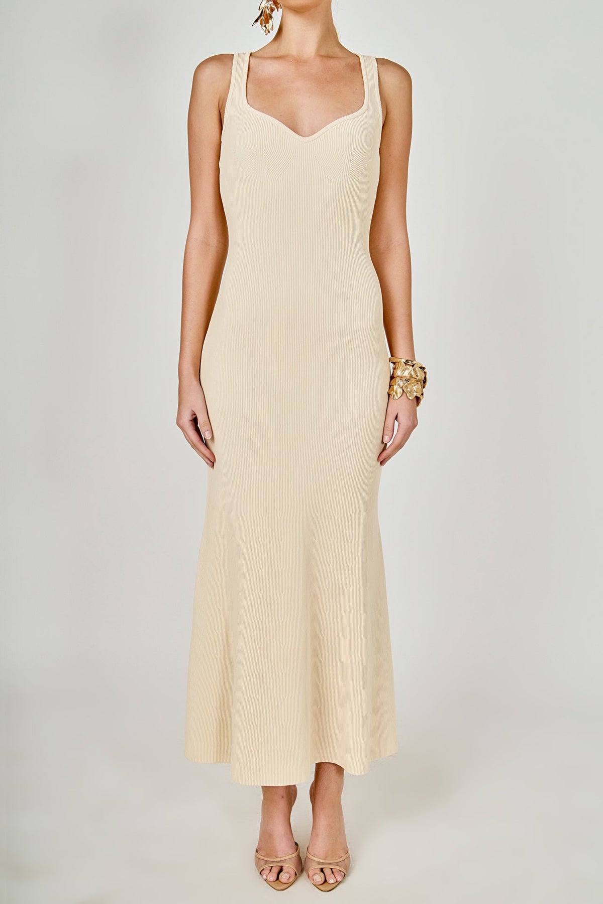 ENDLESS ROSE - Kendall Sweetheart Neckline Ribbed Knit Maxi - DRESSES available at Objectrare