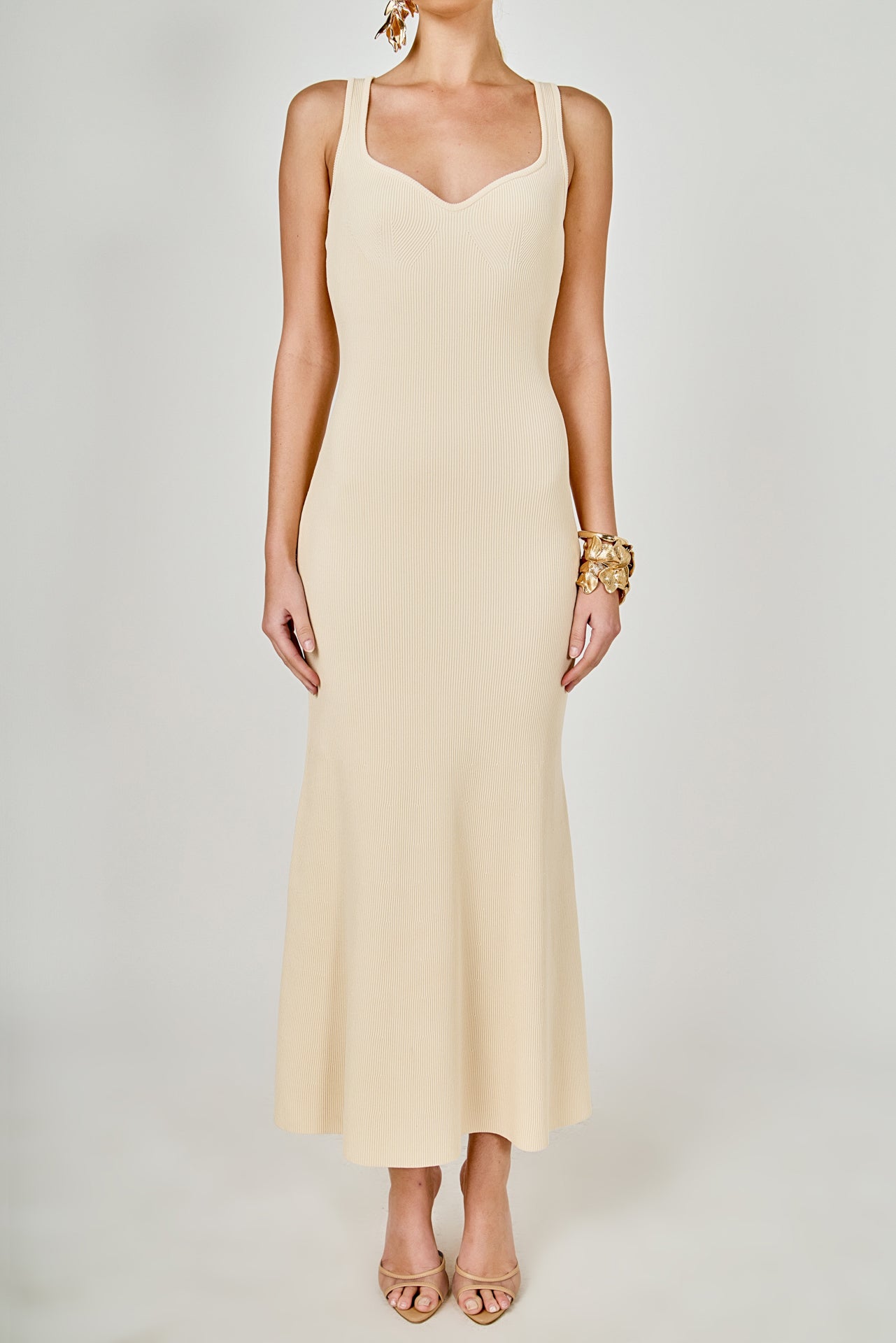 ENDLESS ROSE - Kendall Sweetheart Neckline Ribbed Knit Maxi - DRESSES available at Objectrare