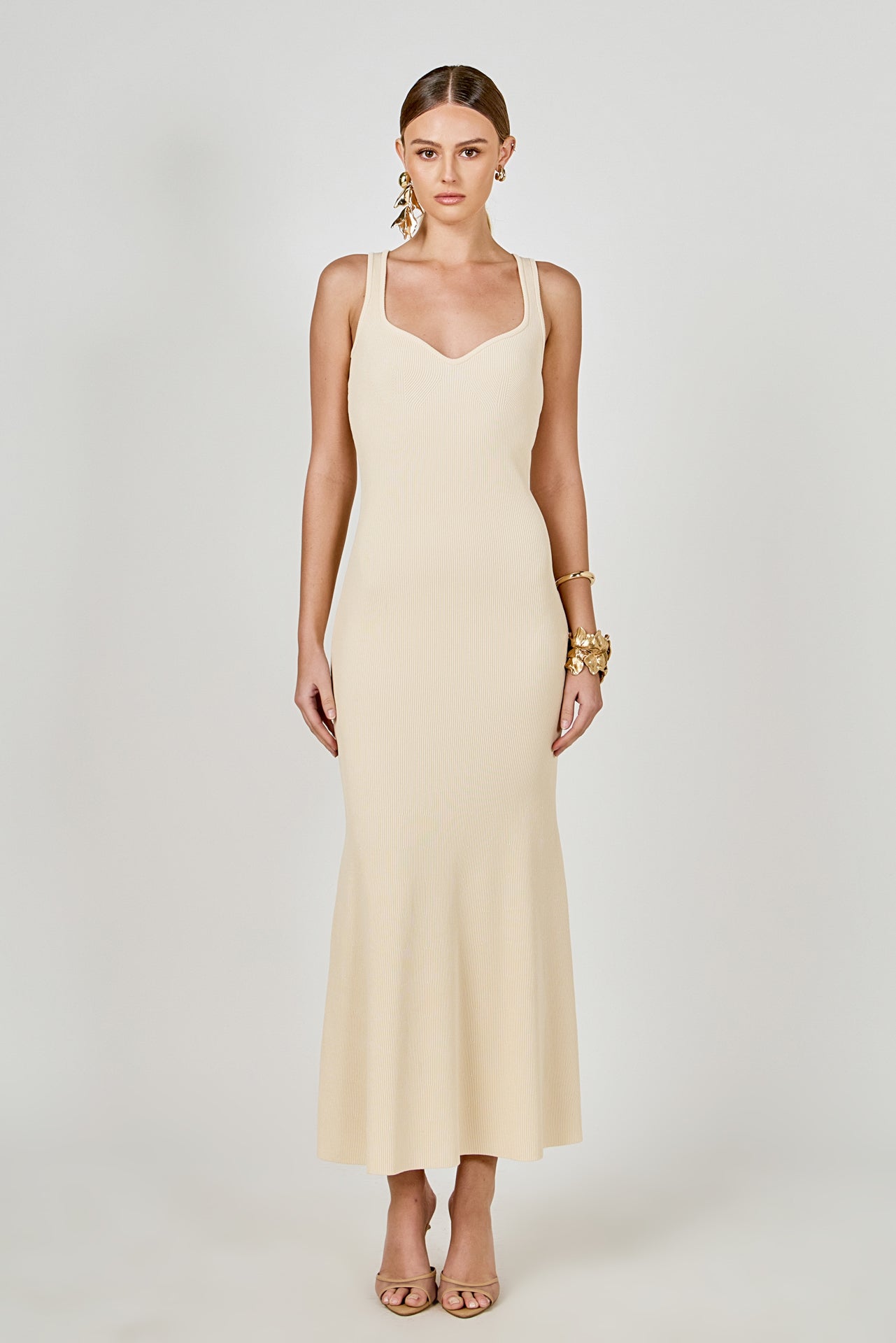 ENDLESS ROSE - Kendall Sweetheart Neckline Ribbed Knit Maxi - DRESSES available at Objectrare