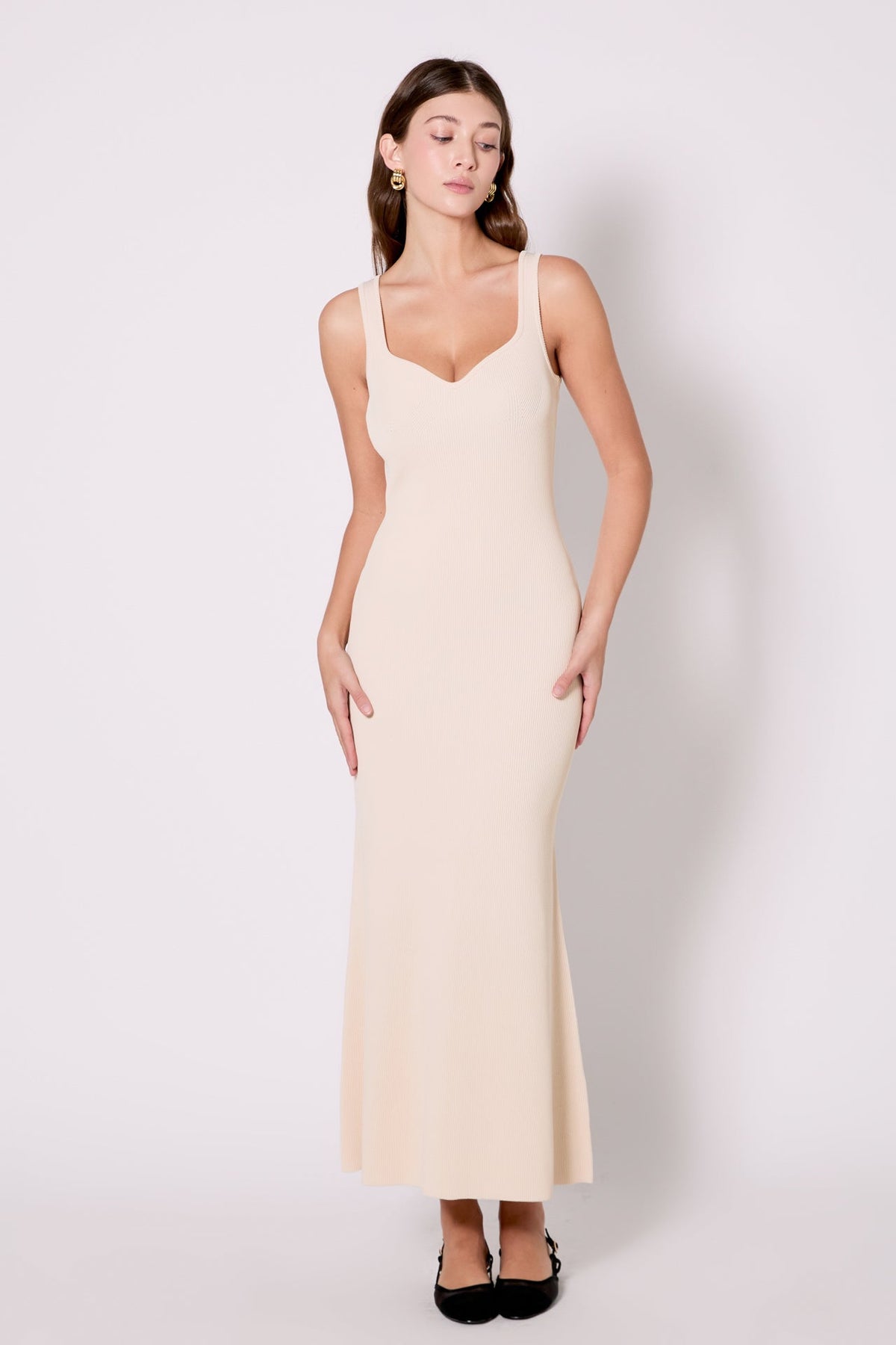 ENDLESS ROSE - Kendall Sweetheart Neckline Ribbed Knit Maxi - DRESSES available at Objectrare