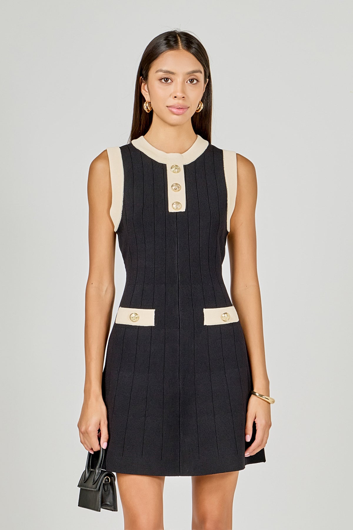 Contrast Knit Mini Dress