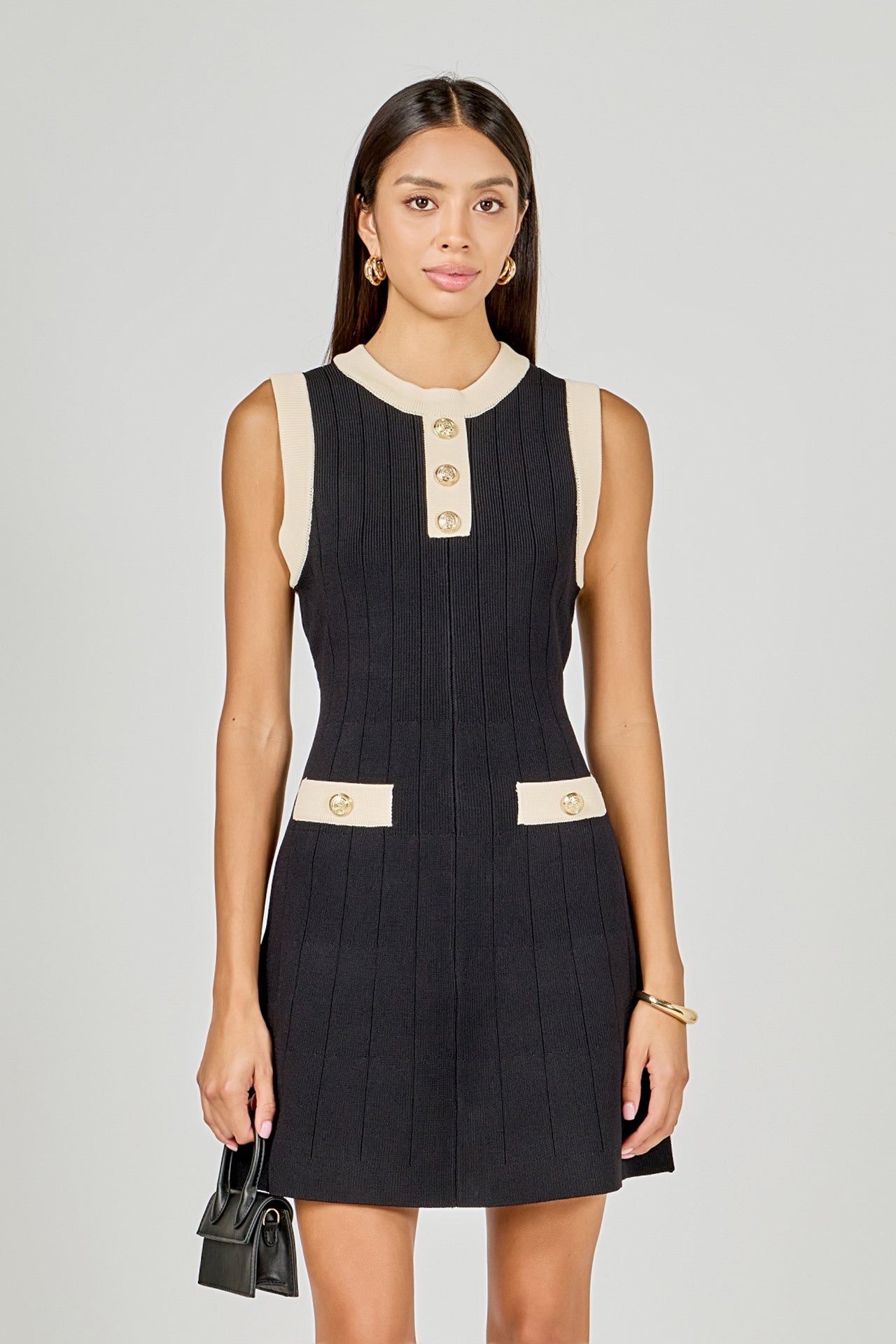 ENDLESS ROSE - Contrast Knit Mini Dress - DRESSES available at Objectrare