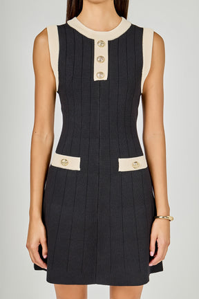 Contrast Knit Mini Dress