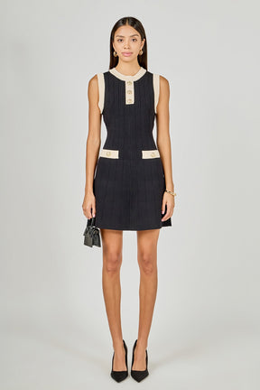 ENDLESS ROSE - Contrast Knit Mini Dress - DRESSES available at Objectrare