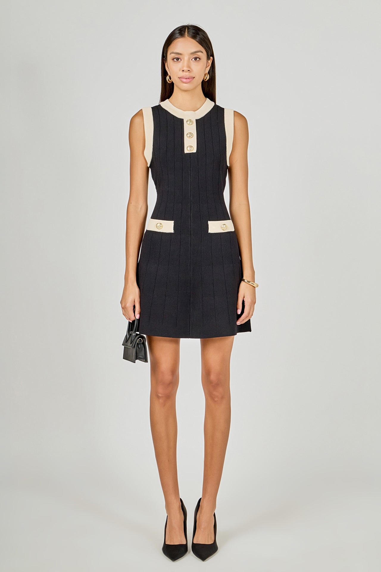 Contrast Knit Mini Dress