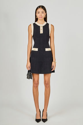 Contrast Knit Mini Dress