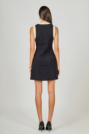 Contrast Knit Mini Dress