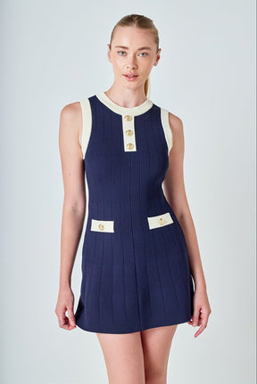 ENDLESS ROSE - Contrast Knit Mini Dress - DRESSES available at Objectrare