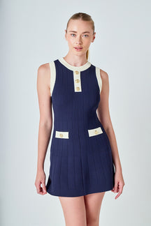 Contrast Knit Mini Dress