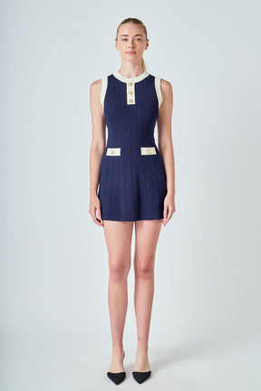ENDLESS ROSE - Contrast Knit Mini Dress - DRESSES available at Objectrare