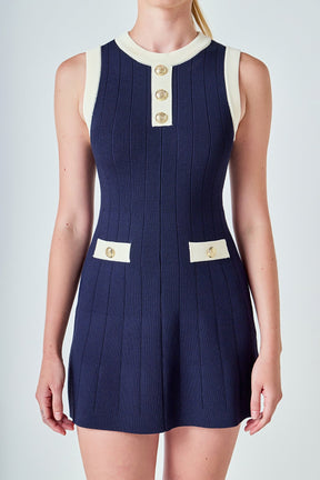 ENDLESS ROSE - Contrast Knit Mini Dress - DRESSES available at Objectrare