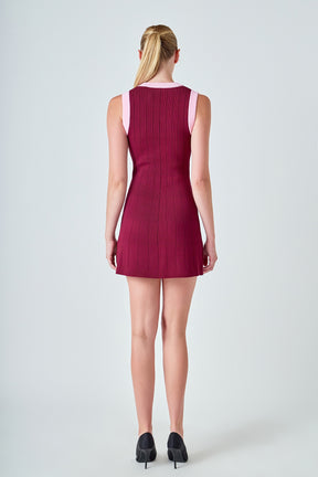 Contrast Knit Mini Dress