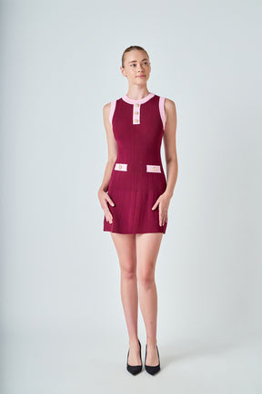 Contrast Knit Mini Dress
