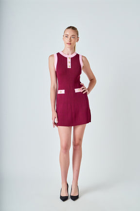 Contrast Knit Mini Dress