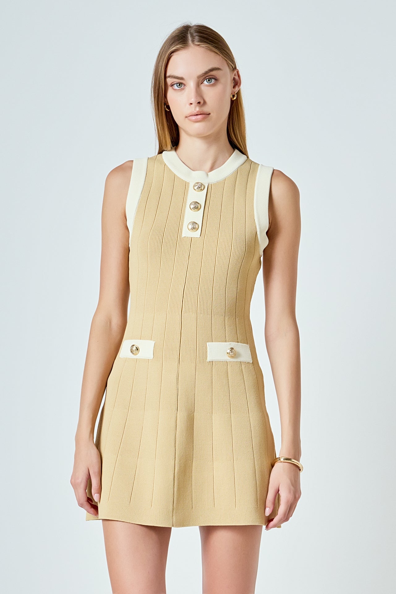 ENDLESS ROSE - Contrast Knit Mini Dress - DRESSES available at Objectrare