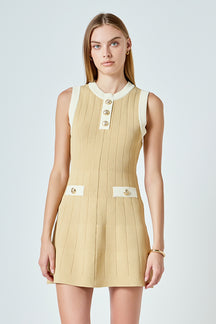 Contrast Knit Mini Dress