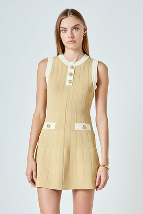 ENDLESS ROSE - Contrast Knit Mini Dress - DRESSES available at Objectrare