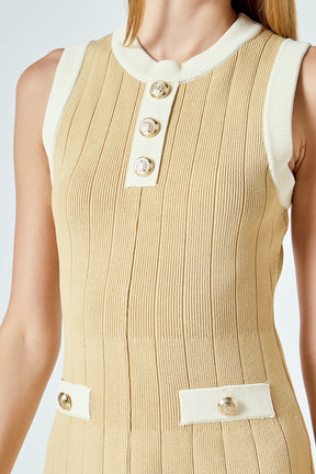 ENDLESS ROSE - Contrast Knit Mini Dress - DRESSES available at Objectrare