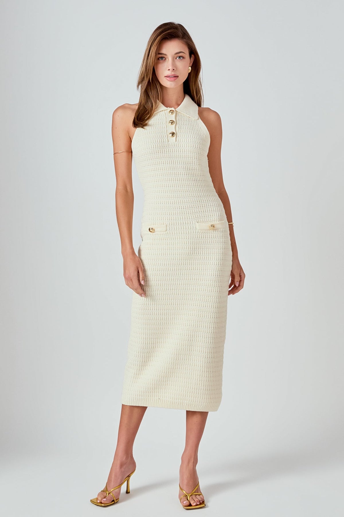 ENDLESS ROSE - Crochet Knit Midi Dress - DRESSES available at Objectrare