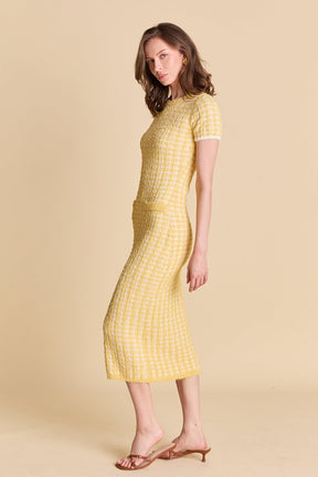 ENDLESS ROSE - Check Sweater Midi Dress - DRESSES available at Objectrare
