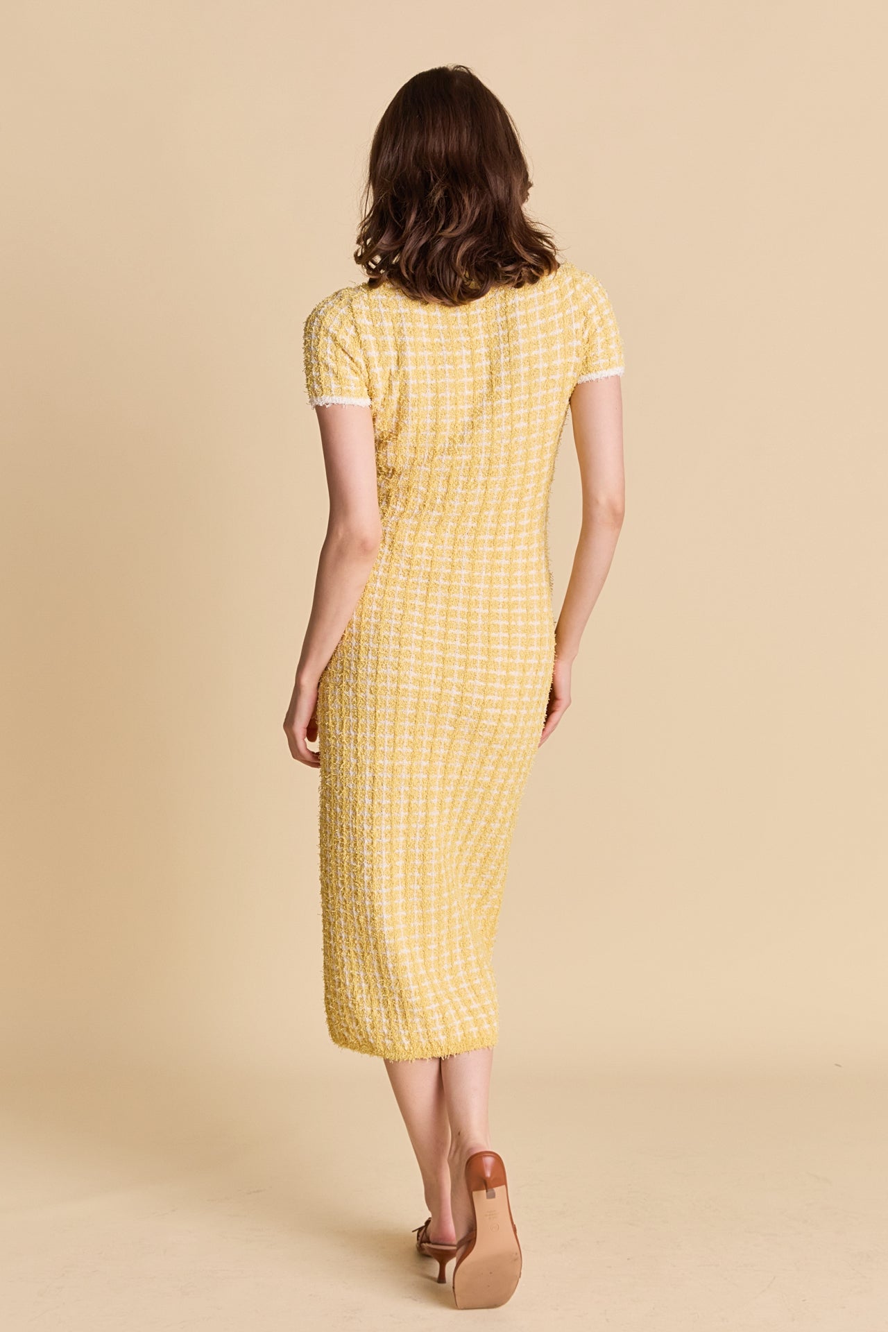 ENDLESS ROSE - Check Sweater Midi Dress - DRESSES available at Objectrare