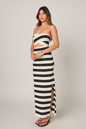 ENDLESS ROSE - Danielle Striped Cutout Maxi Dress - DRESSES available at Objectrare