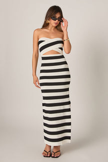 ENDLESS ROSE - Danielle Striped Cutout Maxi Dress - DRESSES available at Objectrare