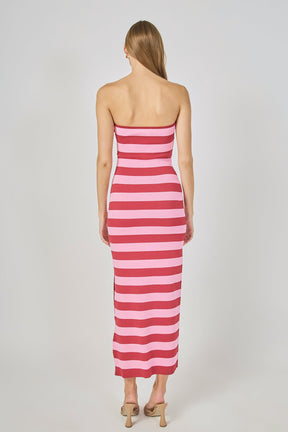 ENDLESS ROSE - Danielle Striped Cutout Maxi Dress - DRESSES available at Objectrare