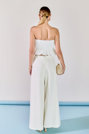 ENDLESS ROSE - Mixed Media Ruffled Strapless Top - TOPS available at Objectrare