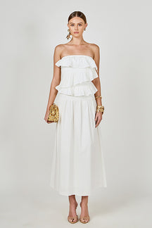 ENDLESS ROSE - Mixed Media Strapless Maxi Dress - DRESSES available at Objectrare