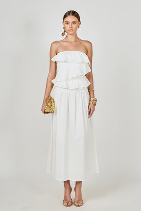 ENDLESS ROSE - Mixed Media Strapless Maxi Dress - DRESSES available at Objectrare