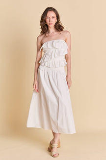 ENDLESS ROSE - Mixed Media Strapless Maxi Dress - DRESSES available at Objectrare