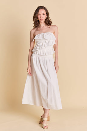 ENDLESS ROSE - Mixed Media Strapless Maxi Dress - DRESSES available at Objectrare