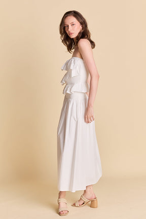 ENDLESS ROSE - Mixed Media Strapless Maxi Dress - DRESSES available at Objectrare