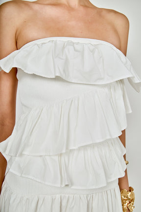 ENDLESS ROSE - Mixed Media Strapless Maxi Dress - DRESSES available at Objectrare