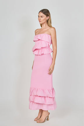 ENDLESS ROSE - Mixed Media Strapless Fitted Maxi Dress - DRESSES available at Objectrare