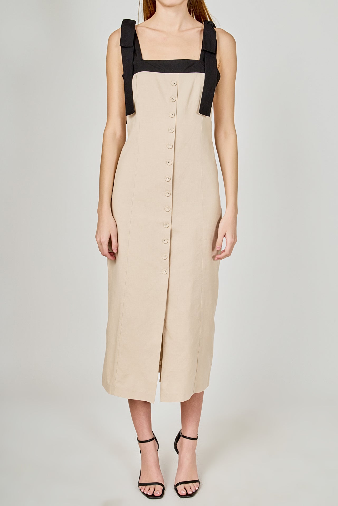 ENDLESS ROSE - Linen Buttoned Midi Dress - DRESSES available at Objectrare