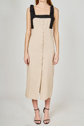 ENDLESS ROSE - Linen Buttoned Midi Dress - DRESSES available at Objectrare