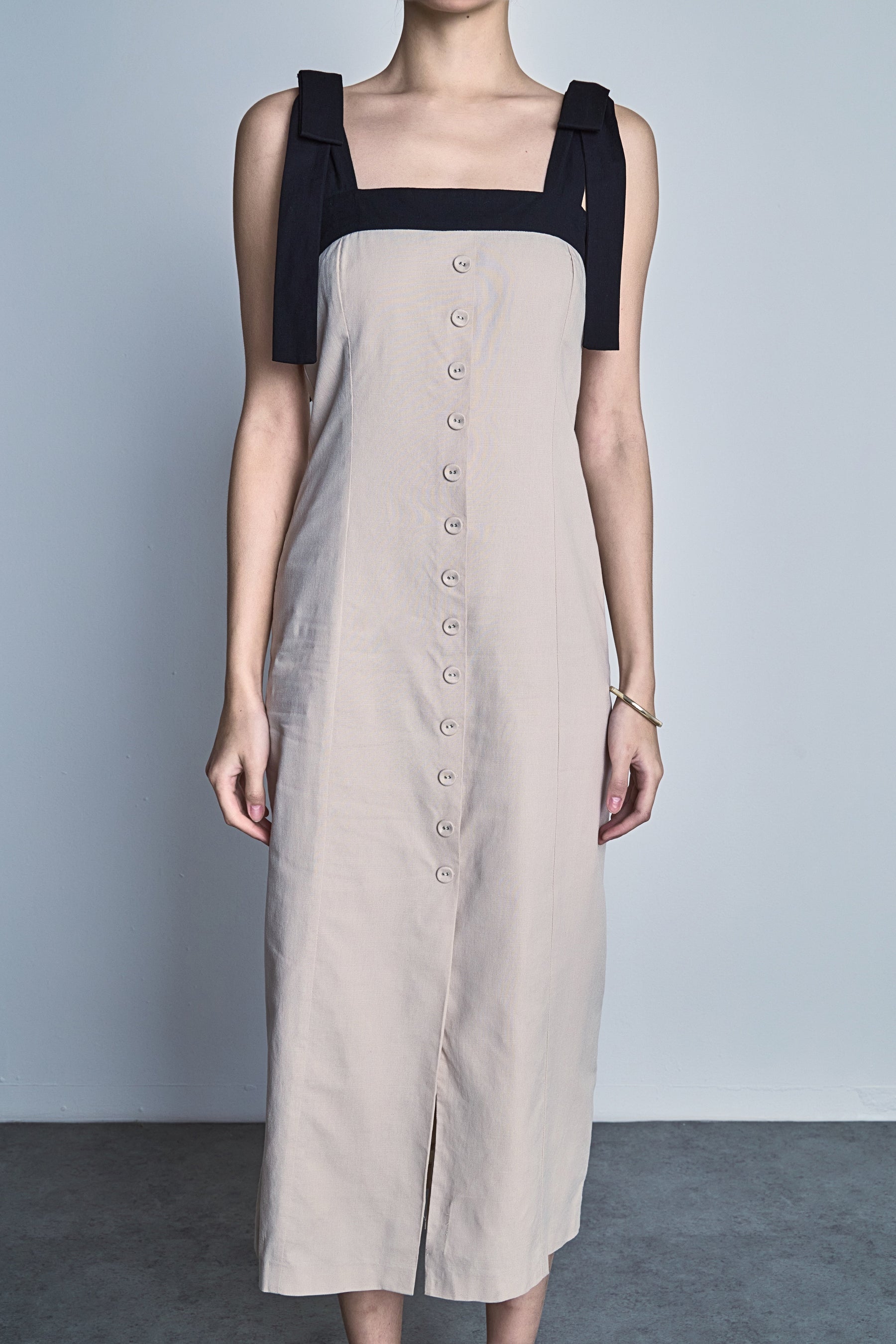 ENDLESS ROSE - Linen Buttoned Midi Dress - DRESSES available at Objectrare