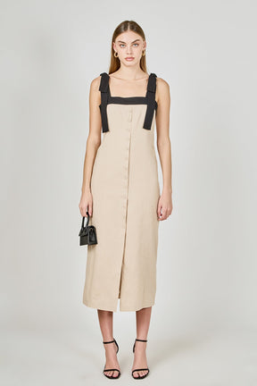 ENDLESS ROSE - Linen Buttoned Midi Dress - DRESSES available at Objectrare