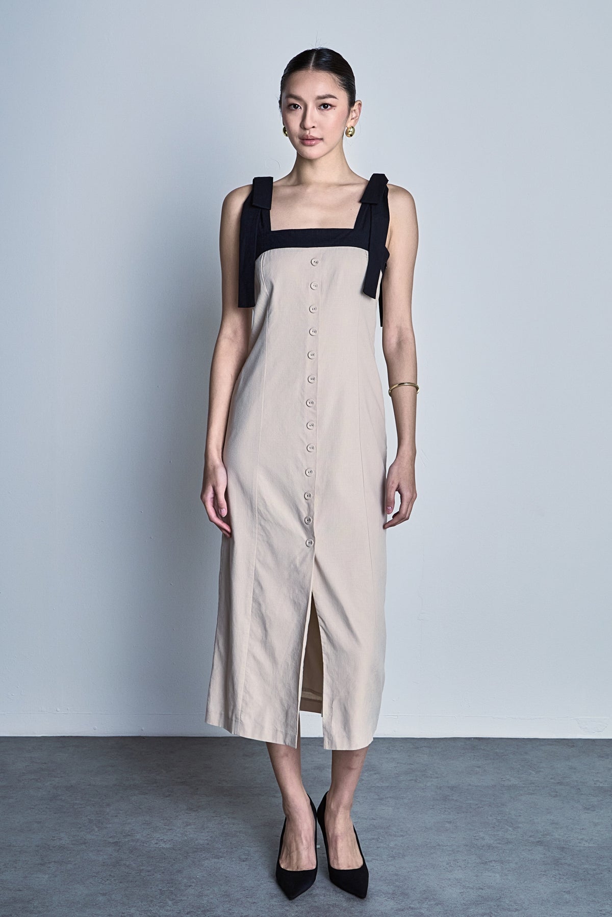 ENDLESS ROSE - Linen Buttoned Midi Dress - DRESSES available at Objectrare