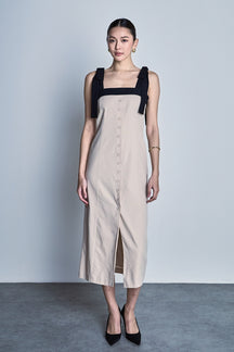 ENDLESS ROSE - Linen Buttoned Midi Dress - DRESSES available at Objectrare
