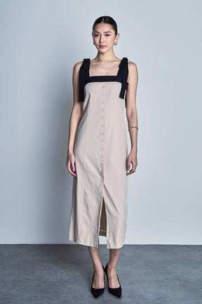 ENDLESS ROSE - Linen Buttoned Midi Dress - DRESSES available at Objectrare