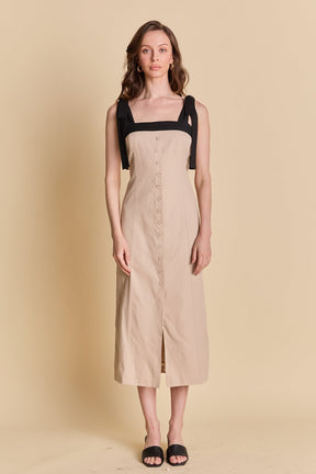 ENDLESS ROSE - Linen Buttoned Maxi Dress - DRESSES available at Objectrare