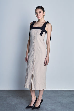 ENDLESS ROSE - Linen Buttoned Midi Dress - DRESSES available at Objectrare